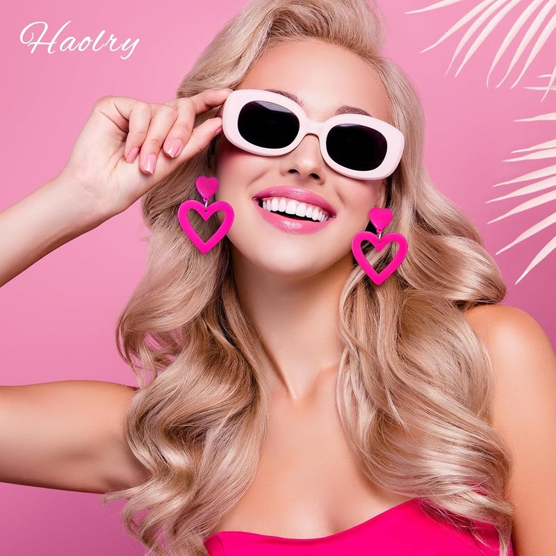 HOLYRY Neon Heart Earrings for Women Acrylic Neon Earrings 80s 90s Outfit for Women Glow Party Accessories Gifts Hot Pink Orange Green Yellow - Image 4